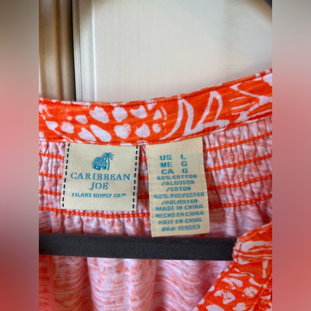 Caribbean Joe large orange sleeveless top. Cute pineapple pattern!! - Picture 3 of 3